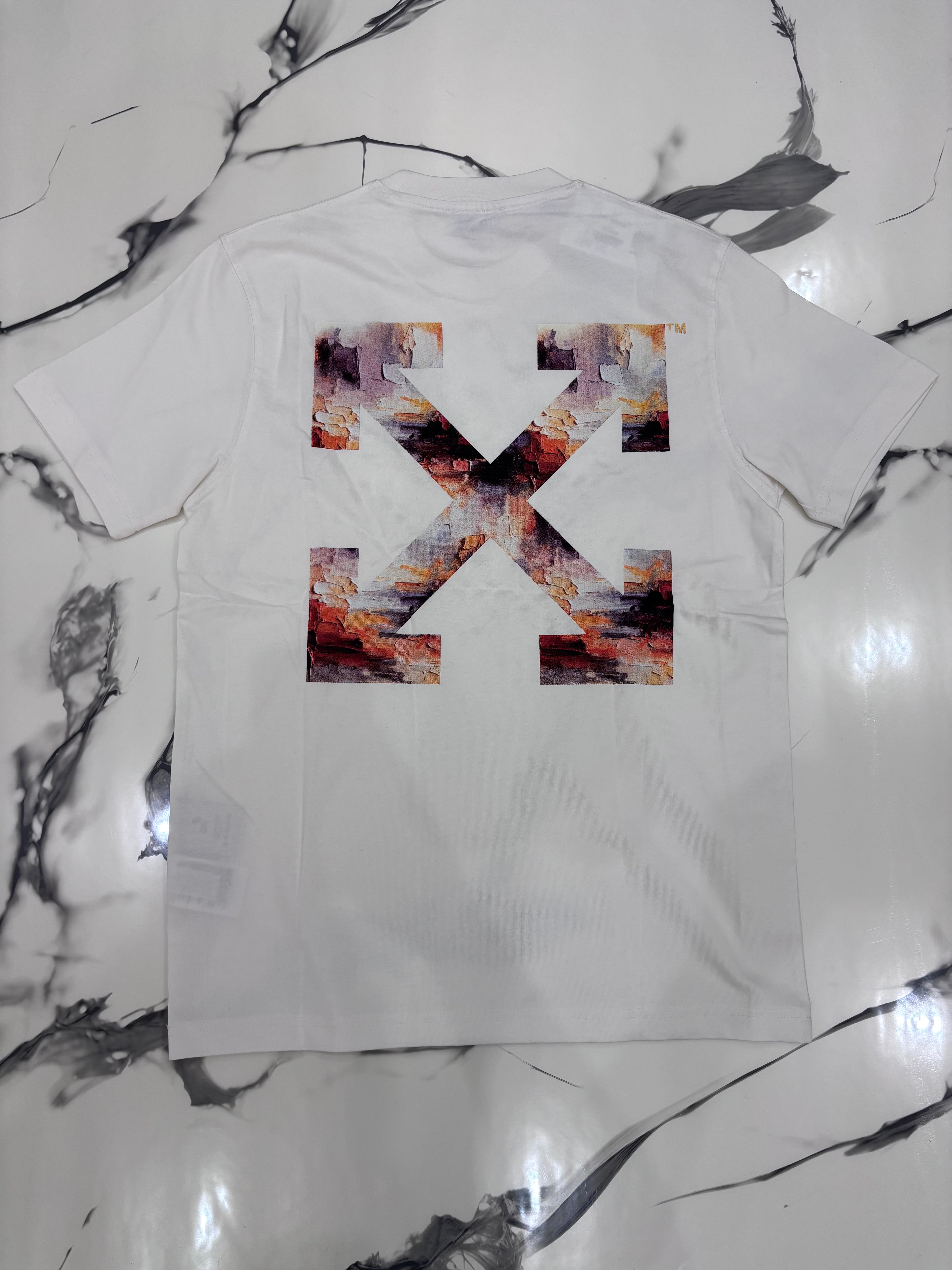 T-SHIRT OFF BIANCA ARCOBALENO